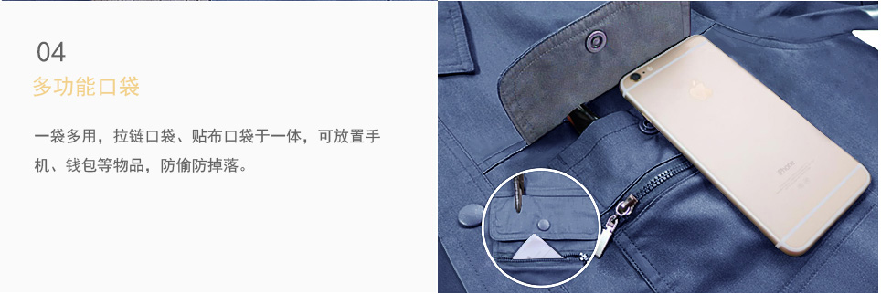阻燃隔熱連體工作服多功能口袋細節